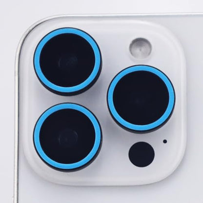 Luminous Camera Lens Protector for iPhone 16 Pro / 16 Pro Max Metal Ring Tempered Glass Glow in The Dark Lens Cover (3PCS) (Blue, for iPhone 16 Pro/16 Pro Max) - color: Blue
