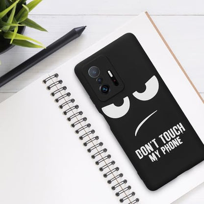 kwmobile TPU Silicone Case Compatible with Xiaomi 11T / 11T Pro - Case Soft Cover - Don't Touch My Phone White/Black - size: 11T / 11T Pro