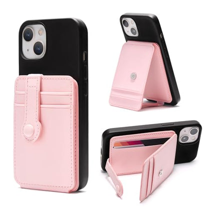 M-Plateau Phone Wallet Stick On, Sticky Credit Card Holder for Cell Phone with Elastic Magnetic Closure, Slim Phone Card Holder with Sticker for Most Smart Phone (Pink) - color: Pink
