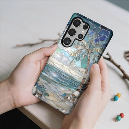 Case for Samsung Galaxy S25 Ultra,Anti-Scratch Full-Body Cover Shockproof Slim Design Case,PC Hard Shell & Silicone Inner Bumper -Beach Palm Tree - color: Beach Palm Tree, size: Galaxy S25 Ultra