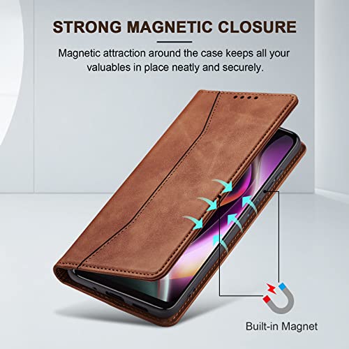 Jasonyu Flip Wallet Case for Moto G 5G (2022),Leather Magnetic Folio Cover with Card Holder,Kickstand - TPU Shockproof Durable Protective Phone Case,Brown | PU Leather Magnetic Folio Cover,with Card Holder,Kickstand,TPU Shockproof,Durable,Protective Phone