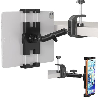 Under Cabinet Tablet Mount, Kitchen Tablet Holder iPad Mount for Desk/Table/Board/Chair,Compatible with 4.7~12.9" iPad/Nexus/LG G Pads/e-Reader/Switch/iPhone,360° Adjustable Aluminum Alloy Arm Stand - style: Tablet Mount
