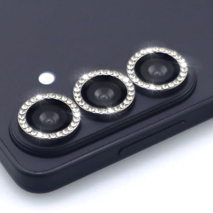 for Samsung Galaxy S26 / S26 Plus Camera Lens Protector, Bling Diamond Metal Ring Tempered Glass Lens Cover, Sparkly Rhinestone Accessories (Black) - color: Black