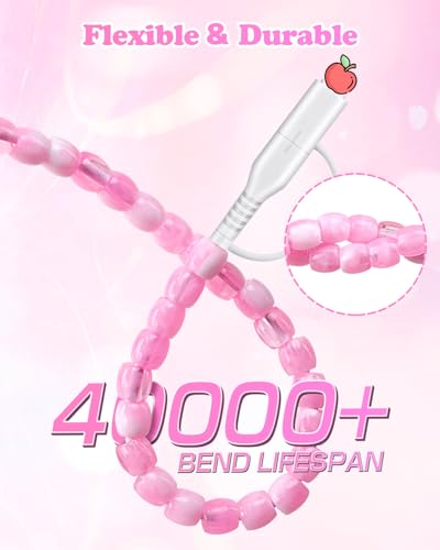 JAKPAK Multi 4 in1 USB Cable for iPhone Beaded Phone Charger 6.6FT, Pink - size: 6.6FT/2M