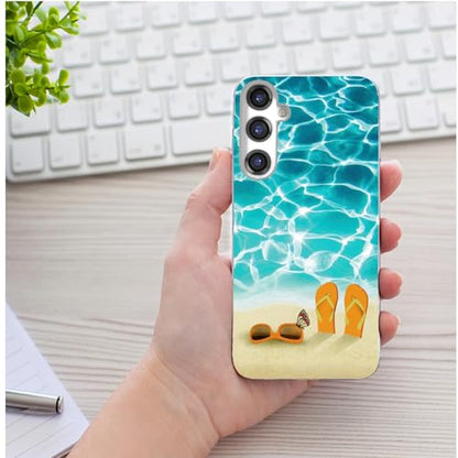 for Samsung Galaxy S24 FE Case for Girl Women Men, Full Protective Shockproof Slim Soft TPU Clear Phone Cover Cases with Design for Galaxy S24 FE,I Love Summer Vacation Blue Sea Beach - color: Vacation blue sea sunglasses