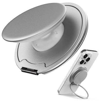 Sinjimoru Magnetic Phone Grip for MagSafe, Kick-Out Ring Stand, Silver - color: Silver