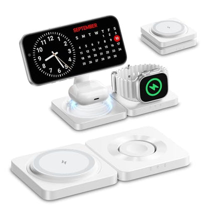 Wireless Charger for iPhone, 3-in-1 Magnetic Charging Station for Apple - color: White