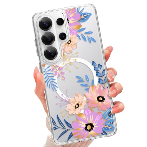 tharlet Magnetic for Samsung Galaxy S26 Ultra Case, Compatible with MagSafe | Anti Yellowing, Cute Blossom Floral Design Women Girls, Slim Shockproof TPU Cover for Galaxy S26 Ultra (Clear) - color: Blossom, size: Samsung Galaxy S26 Ultra