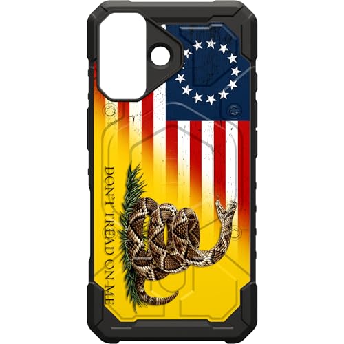 EGO TACTICAL UAG Urban Armor Gear Pathfinder case Compatible with MagSafe iPhone 17 [6.3" Screen] Limited Edition Print - 13 Star Tattered USA Flag Don't Tread on Me - color: 13 Star US Flag/ Gadsden Flag Don't Tread on Me, size: iPhone 17 (6.3")