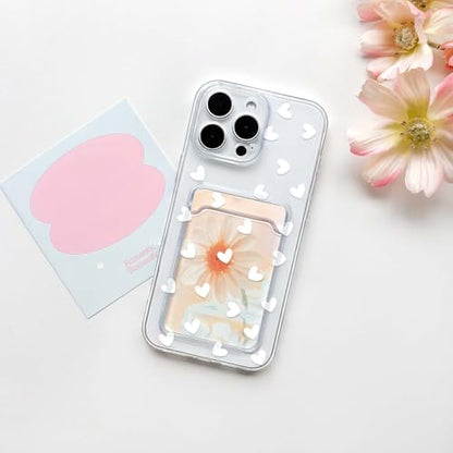 NITITOP Compatible with iPhone 14 Pro Max Case Clear with Card Holder Cute White Love Heart Pattern Design Design Soft TPU Shock-Absorbing Wallet Case Protective Cover - White - color: White, size: iPhone 14 Pro Max