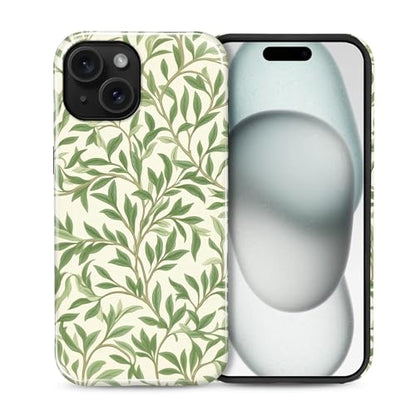 Case for iPhone 15 Plus, Shockproof Hybrid Protective Phone Case, Dual-Layer Drop Protection Anti-Scratch, Green Leaves - color: Green Leaves, size: iPhone 15 Plus