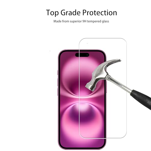 Screen Protector For iPhone 16 Plus Tempered Glass 2-Pack Camera Lens Protector Film 2-Pack With Easy Alignment Tool