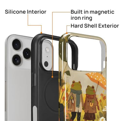 Magnetic for iPhone 17 Pro Case,[Compatible with Magsafe] Dual Layer Protective Heavy Duty Shockproof Rugged Drop Protection Bumper Hybrid Case - Rain Frog and Toad - color: Rain Frog and Toad, size: iPhone 17 Pro