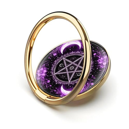 Cell Phone Ring Holder, Cute Metal Phone Grip Stand Finger Ring Kickstand, Flexible 360°Rotation Phone Tablet Case Accessories Compatible with Most Phones Purple Moon Symbol - color: Purple Moon Symbol