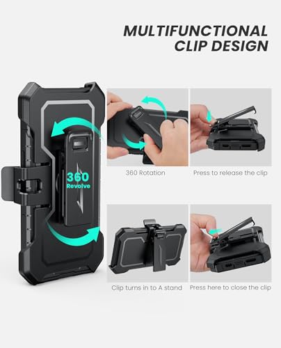 SOiOS for iPhone 13/14/15 Phone Case with Built-in Screen Protector | with Kickstand, 20FT Military-Grade Drop Shockproof Protection, Durable Matte Textured, Rugged Heavy Duty iPhone 16e Cover - color: Black-Belt