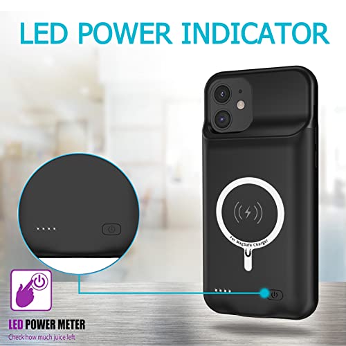 Battery Case for iPhone 11,Upgraded 10000mAh High Capacity Rechargeable Portable Protective Extended Charger Case Wireless Charging Compatible with iPhone 11 (6.1 inch) Charging Cover &Carplay (Black) - size: iPhone 11 (6.1 inch)