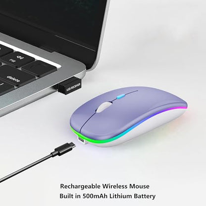 WREANU Wireless Bluetooth Mouse, Rechargeable Laptop Mice, Purple - color: Purple Wireless Bluetooth Mouse