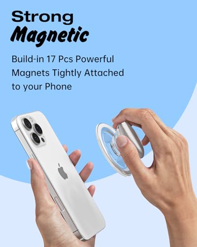 Svanove Magnetic Cell Phone Grip Compatible with Magsafe, Collapsible Phone Stand Holder Round Expanding Kickstand for iPhone Samsung Mobile Phones, Cute Soft Silicone Glossy Jelly, White - color: White, style: Magnetic