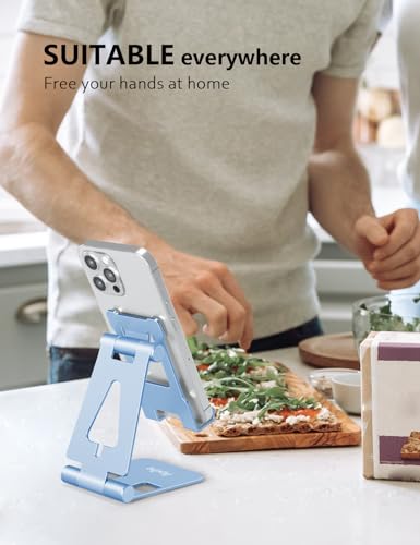 Aoviho Foldable Cell Phone Stand for Desk, Holder for iPhone,Sky Blue - color: Sky Blue