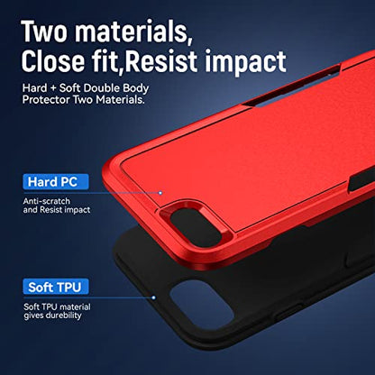 for iPhone SE Case 2022(3rd)/2020(2nd)/iPhone 7/8 Case, with Screen Protector,[Military Grade Drop Tested] Heavy-Duty Tough Rugged Shockproof Protective Phone Case, Red - color: Red