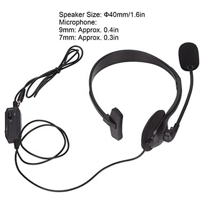 PUSOKEI Corded Telephone Headset, 3.5mm Single Ear Customer Service Headset, Fixed VOIP Phone Headset, with Noise Reduction Mic, Volume Controls, for Computers Black
