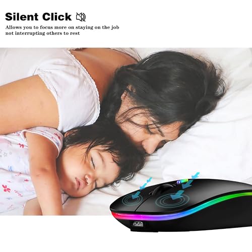 WREANU Wireless Mouse, Rechargeable Bluetooth Mouse for Laptop (Black) - color: Black