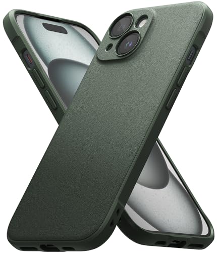 Ringke Onyx for iPhone 15 Case, [Feels Good in The Hand] Oil & Dirt Resistant, Individual Lens Covers for Cameras, Non-Slip Enhanced Grip Lightweight Cover - Dark Green | Anti-Fingerprint Texture, Slim & Lightweight Design, Non-Slip Side Pattern for Secur