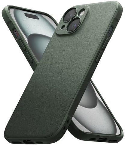Ringke Onyx for iPhone 15 Case, [Feels Good in The Hand] Oil & Dirt Resistant, Individual Lens Covers for Cameras, Non-Slip Enhanced Grip Lightweight Cover - Dark Green | Anti-Fingerprint Texture, Slim & Lightweight Design, Non-Slip Side Pattern for Secur