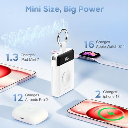 10000mAh Portable Charger,22.5W Power Bank& iWatch Charger,White - color: White, size: 10000mAh