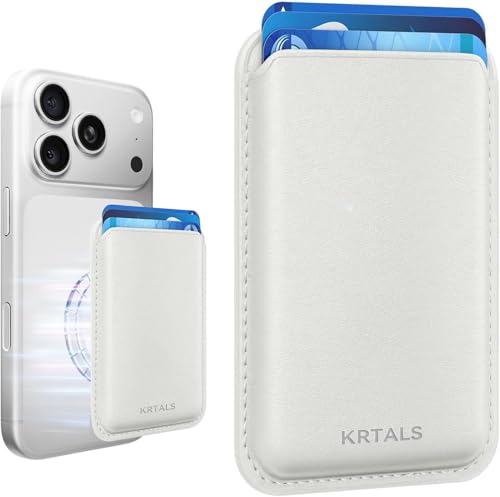 Magnetic Wallet Cell Phone Card Holder for Phone Case with Mag-Safe | Stronger Magnetic RFID Leather Phone Wallet Stick on Series of iPhone 17/16/15/14/13/12 and Pro/Promax, White - color: White, size: 1 Pack