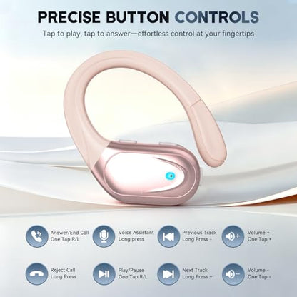 HAOYUYAN Sports Bluetooth Headphones, 80Hrs Playtime Wireless Earbuds with LED Power Display, IPX7 Waterproof Earphones for Workout/Running, Noise Canceling Headset Ear Buds
