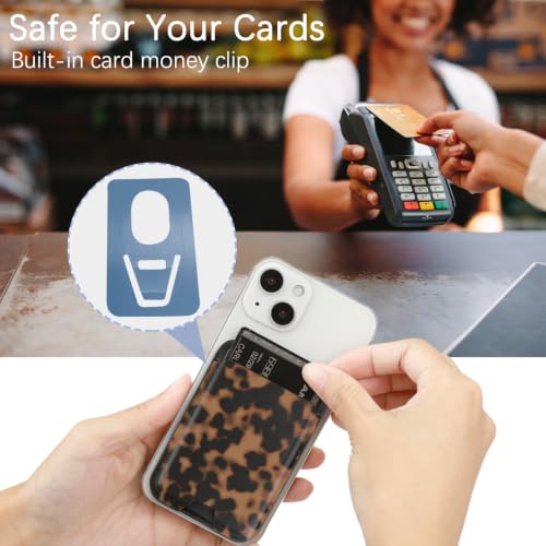 for MagSafe Wallet,Magnetic Card Holder for Phone Case Wallet - color: Tortoise Shell