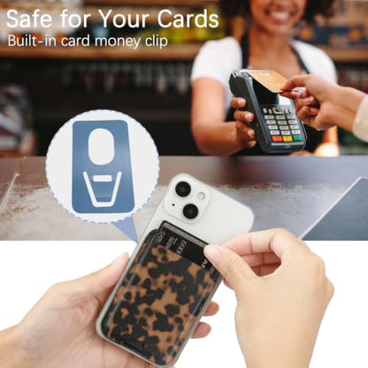 for MagSafe Wallet,Magnetic Card Holder for Phone Case Wallet - color: Tortoise Shell