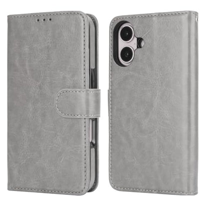 Bocasal Detachable Wallet Case Card Holder for iPhone 16, Grey | RFID Blocking Kickstand Card Slots Holder PU Leather Magnetic Shockproof Wrist Strap Removable Flip Protective Cover 6.1 inch - color: Gray