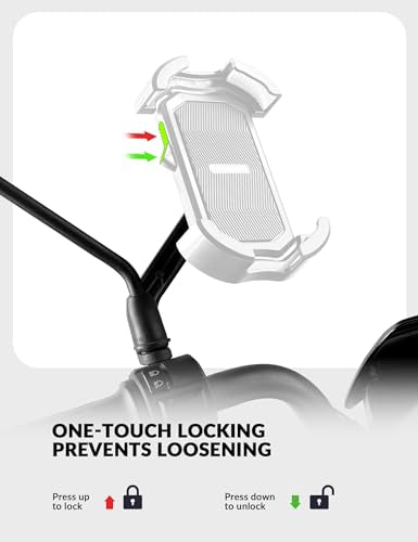 ROCKBROS Bike Phone Holder Security Lock Shockproof Bicycle Phone Mount - color: Side View Mirror Mount White