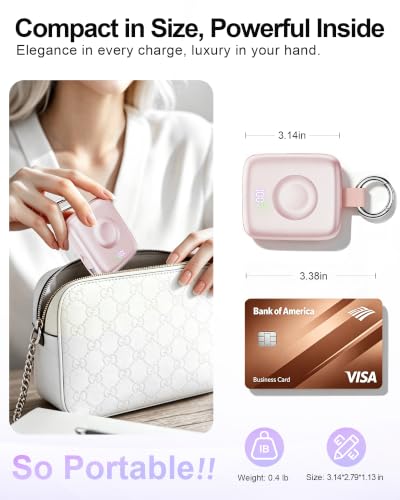 Portable Charger 3 in 1, Smaller 10000mAh Built-in Cables 22.5W Power Bank - color: Pink