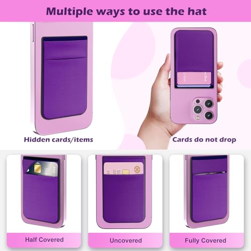 CloudValley Magnetic Wallet Compatible with MagSafe for iPhone 17/16/15/14/13/12 Series, 5 Card Stick on Back of Phone Credit Cards& ID Card Cell Phone Card Holder for Phone Case with Mag-Safe, Purple - color: DarkPurple