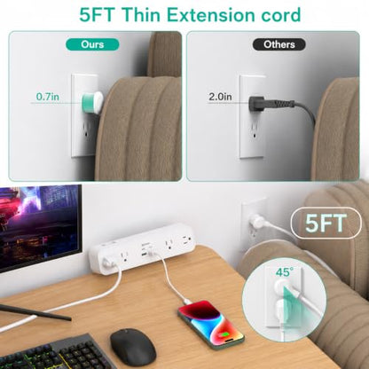 Mifaso PD65W Desk Clamp Power Strip, 1080J Surge Protector, 2 USB C - color: White, size: PD65W