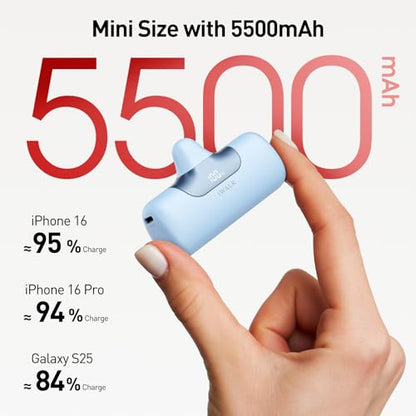iWALK Portable Charger 5500mAh Next-Gen Small Power Bank 22.5W Fast Charging Battery USB-C Portable Phone Charger for iPhone 18/17/16/15 17 Plus 17 Pro Max iPad, Samsung Galaxy S25 Android,Baby Blue - color: Baby Blue