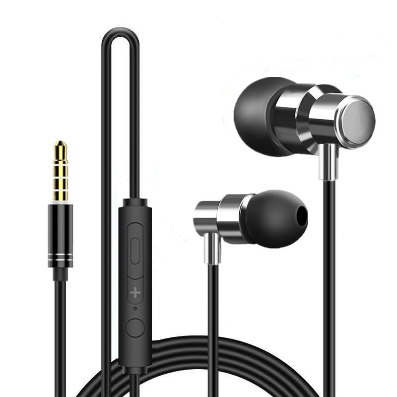 Accessonico Earbuds with Long Cord 6 ft 3.5mm Wired Headphones with Microphone Noise Cancelling Earphone Call Volume Control 3.5 mm Jack Ear Buds for Laptop TV PC Chromebook Stereo Plug in