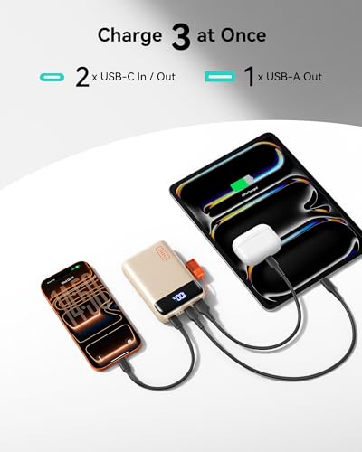 INIU Portable Charger, Smallest 20000mAh 22.5W Fast Charging Power Bank - color: Beige White