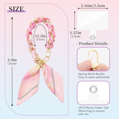 ZOOEASS Phone Wrist Lanyard Gold Metal Scarf Phone Charm Strap with Tether Tab Women Phone Chain Accessories for Handbags - color: Style 7