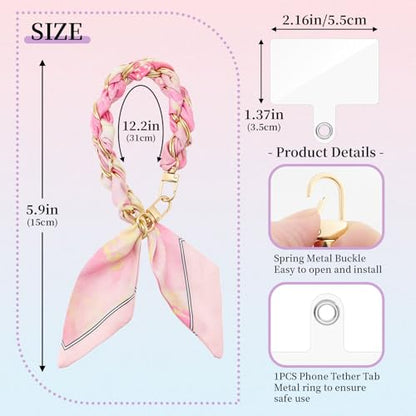ZOOEASS Phone Wrist Lanyard Gold Metal Scarf Phone Charm Strap with Tether Tab Women Phone Chain Accessories for Handbags - color: Style 7