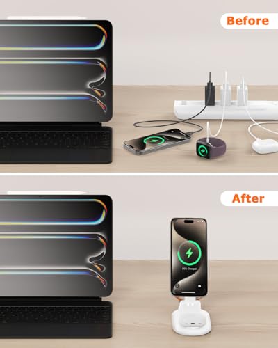 Magnetic Wireless Charger Mag-Safe 3 in 1 Charging Station Foldable