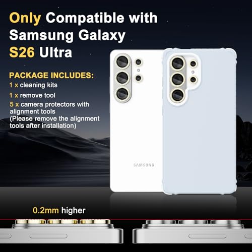 Camera Lens Protector for Samsung Galaxy S26 Ultra, Diamond Gold - color: Diamond Gold