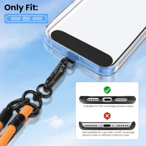 Phone Lanyard, Phone Strap Crossbody with 2 Pack Tether Tab, Adjustable Anti Theft Phone Strap for All Phones (OR6L) - color: Or6l