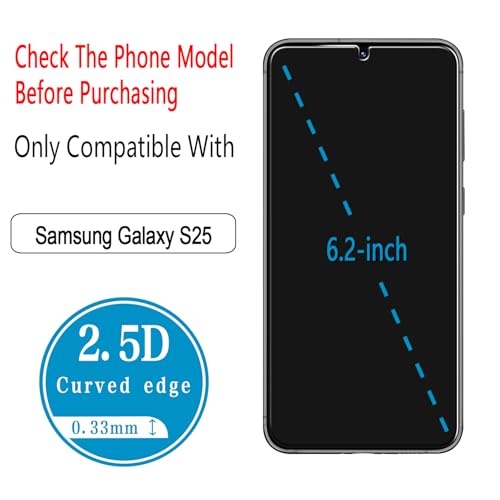 2+2 Pack Screen Protector for Samsung Galaxy S25 Tempered Glass - color: Samsung Galaxy S25-Clear