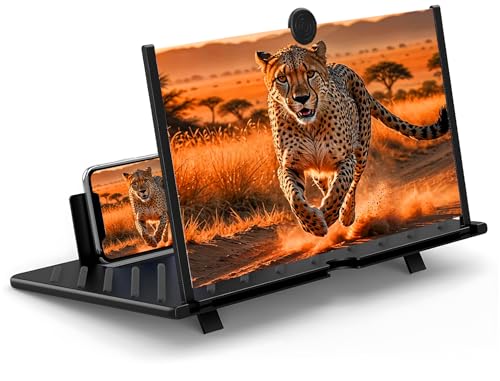 20" Screen Magnifier for Cell Phone – 3D HD Magnifing Screen Enlarger Projector for Movies Videos and Gaming – Foldable Phone Stand Holder with Screen Amplifier–Supports All Smartphones - size: Black-20‘’