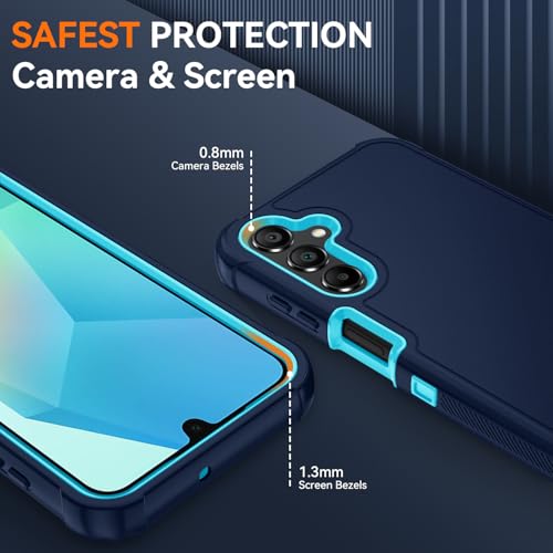 for Samsung Galaxy A16 5G Case : 3-Layer Shockproof Phone Cover with HD Screen Protector,Hybrid Protective Military-Grade Drop Protection for Galaxy A16 5G Phone Case (Navy/Blue) - color: Navy/Blue