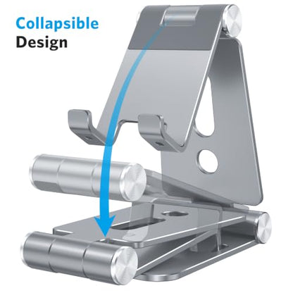 OMOTON Foldable Cell Phone Stand, C4 Portable Aluminum Phone Holder - color: Grey